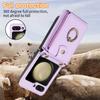 For Samsung Galaxy Z Flip7 5G Case Card Holder Ring Kickstand TPU+PU Leather Phone Cover with Long Strap