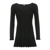 Herbst Party Kleid Solide Elegante Ausgestelltes Volle Hülse Dünne Gestrickte Mini A-linie Kleider Frauen Kleidung Koreanische