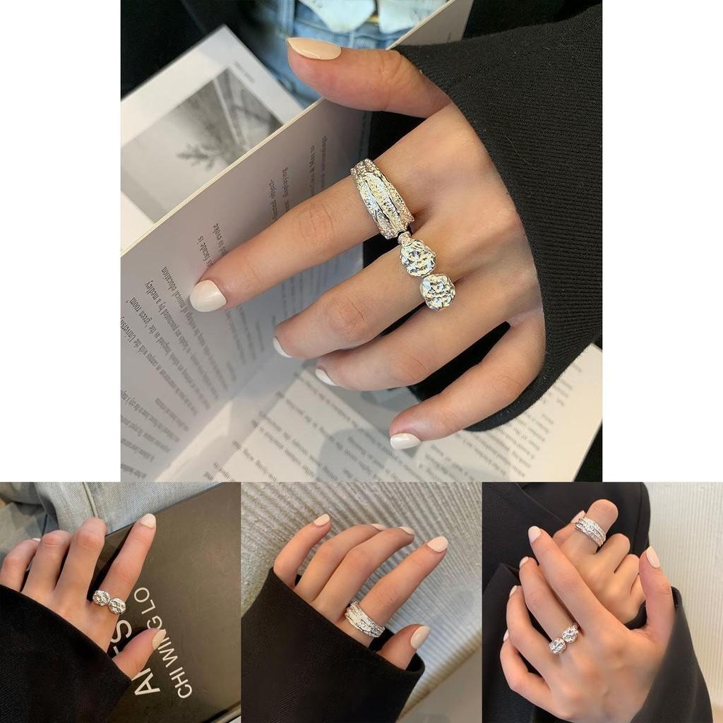 Stylish Korean Inspired Adjustable Open Ring With Unique Geometric Design In Pure 925 Silver