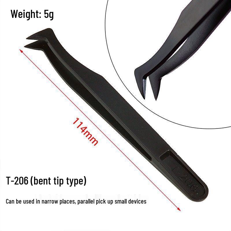 Anti-Static Curved Tip Plastic Tweezers, Multi-functional with Wide and Flat Tips for Industrial and Eyelash Use.