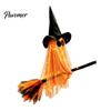 Creative Halloween Holiday Gifts Flying Ghost with Witch Broom, Large Lighted Hanging Decoration Waterproof Haunted House Supplies Hat for Lawn Patio
