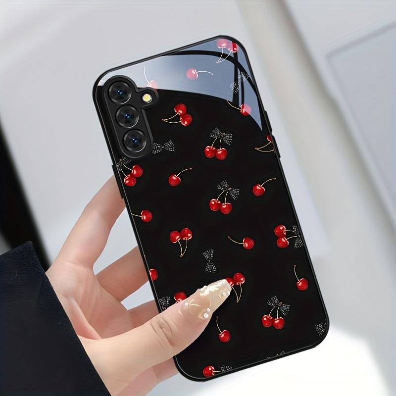Versatile black glass phone case suitable for Samsung Galaxy S26 S25 S24 S23 S22 S21 S20 FE/Ultra/Plus5G anti drop back cover