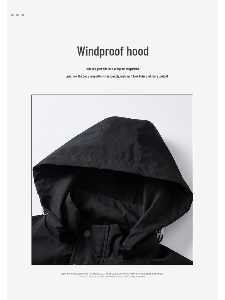 Men's Plus Size Windproof Waterproof Jacket - Lightweight, Versatile Long Sleeve for Spring and Autumn.