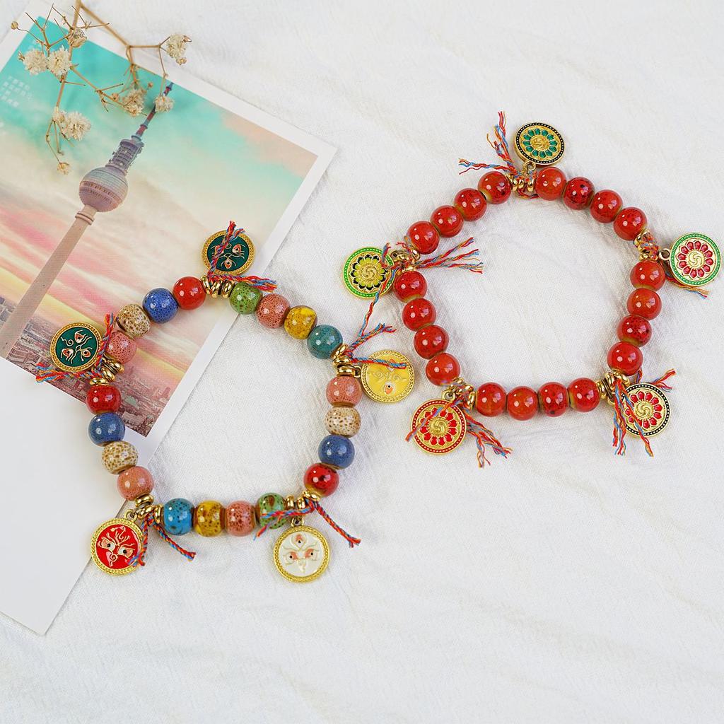 Wulu God of Wealth woven red rope ceramic bracelet Shi Hand rope jewelry Spring Festival merchandise