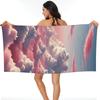 Pink Clouds Sky Large Sunset Glow Beach Towel Soft Microfiber Quick Dry Absorbent Quick Towels For Mountain Climbing