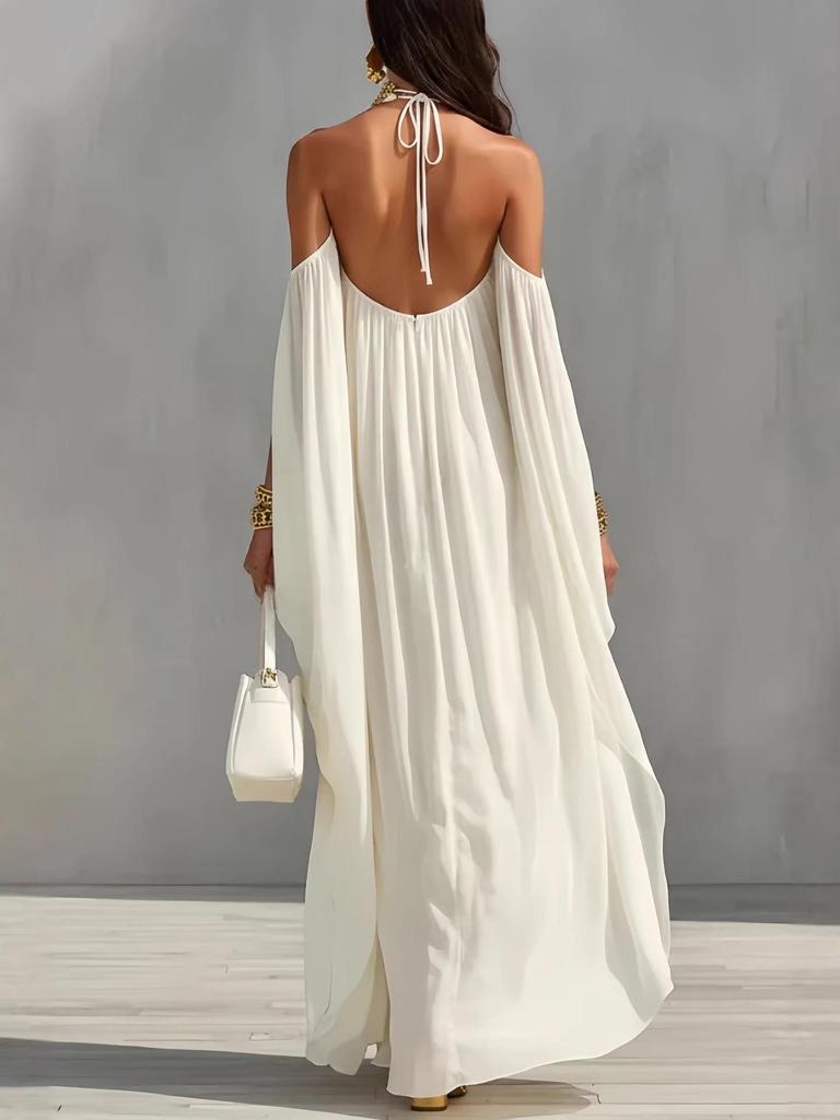 Elegantes Off-Shoulder Chiffon Maxikleid - Street Fashion Lässig Lockerer Schnitt