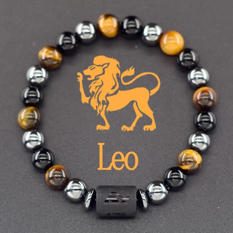 12 Zodiac Signs Natural Stone Bracelets Leo Capricorn Taurus Cancer Bracelets Girl Men Couple Friendship Jewelry Gift Bracelets FashionColor