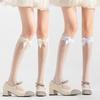 Women's Fishnet Knee Highs Stockings Hollowed Out Calf Socks Sweet Bows Knee Highs Socks