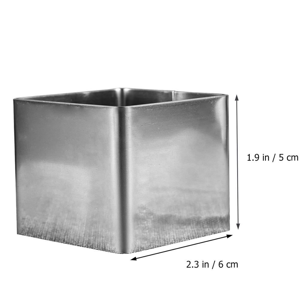 2,5 tums Fyrkantig Rostfri Stål Tårtring Mousseform Högtemperaturtålig för Bakning och Matlagning DIY Tårta