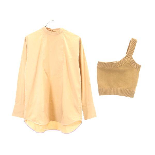 Unused ROSE BUD Long Sleeve One Belt Knit Included Blouse FREE Brown Women Used