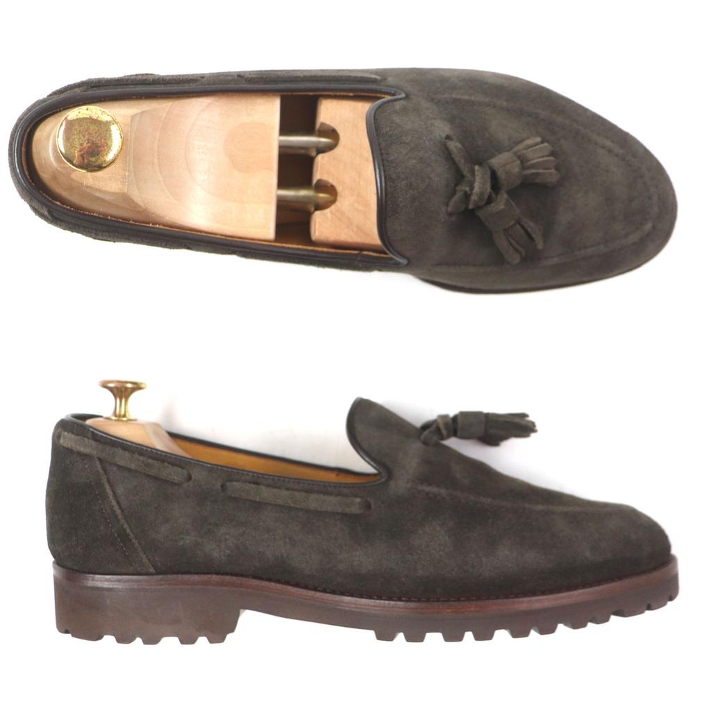 Excellent SPIGOLA loafers U tip Dark brown Suede leather mens 8 Used
