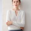 Women's 100% Pure Cashmere Knitwear: Autumn/Winter Half-Open Collar, Multi-Button Base Layer Top