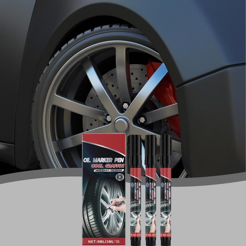 Černá popisovací tužka na pneumatiky auta Popisovač na kola 3X Odolný proti opotřebení Auto příslušenství Kreativní popisovací tužka na pneumatiky