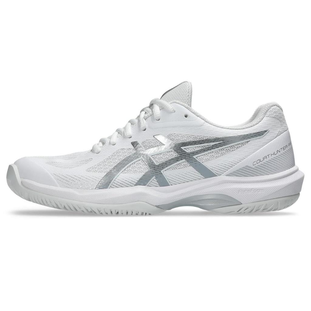 Asics COURT HUNTER FF 1072A112 Indoor Sports Size 102 Size E Women's Shoes, (White/Pure Silver), 23.0 Cm,