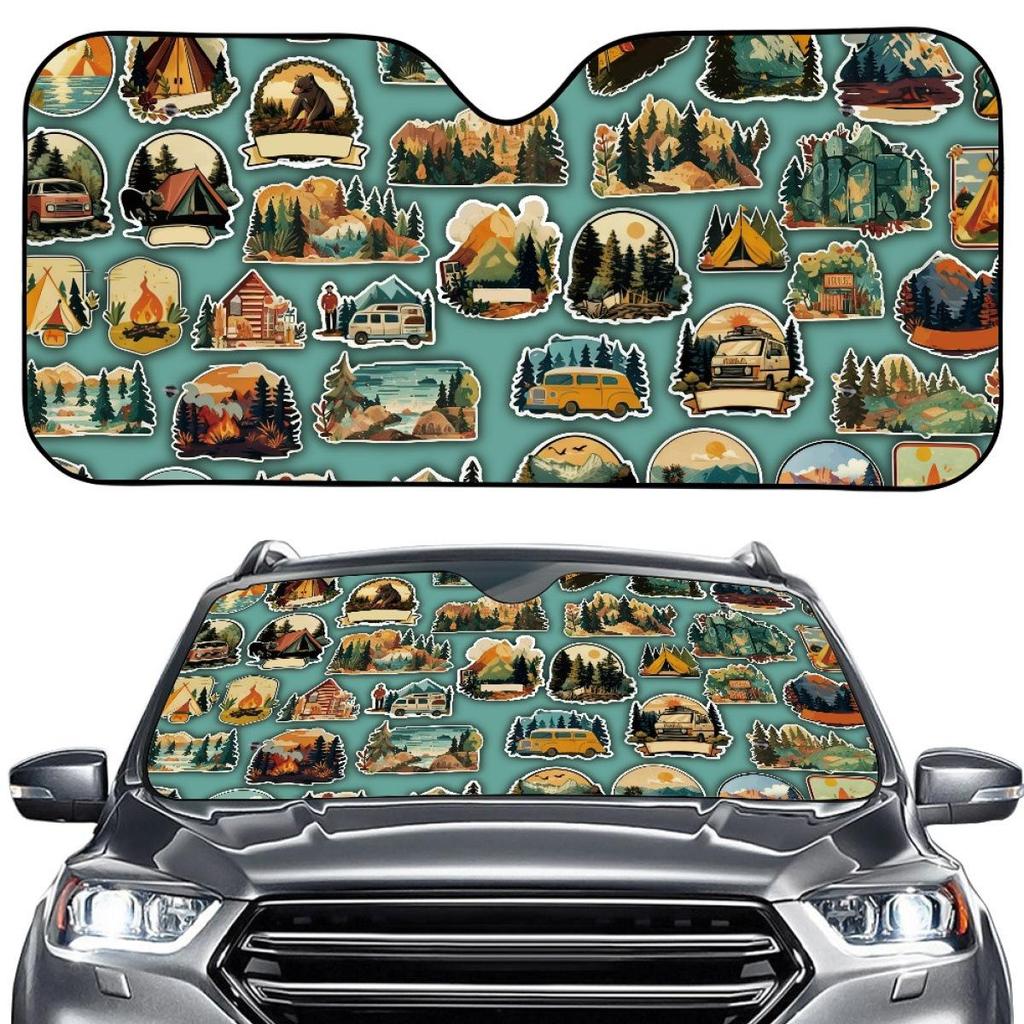 Custom Printed Car Sunshade for Sedans - Thin Front Windshield Cover