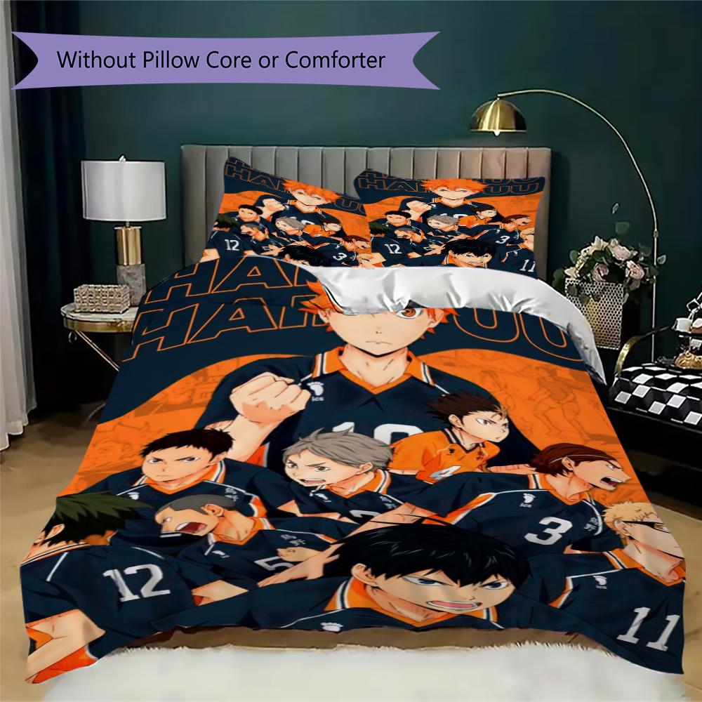 Haikyu!! Anime Pattern Bedding uilt Set uilt Cover Pillowcase Home Decoration Birthday Gift (1 * duvet cover + 2 * pillowcase  without core)53