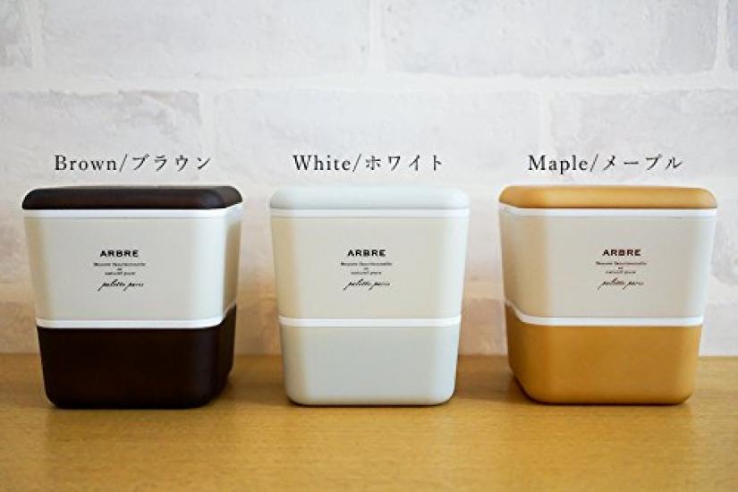 ARBRE Square Nest Lunch Wood Grain Chopsticks Box 276871 & Set, Brown,