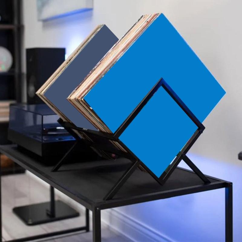 Elegant Album Display Shelf, Clear Metal Storage Stand Home Accessory with Solid Metal Base Desktop Record Organizes