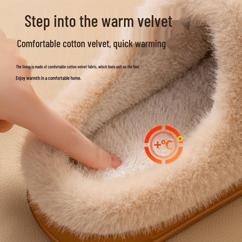 Women's & Men's Suede Cotton Slippers - Non-slip, Plush, Warm, Thick Sole for Indoor Use - Perfect for Autumn & Winter.