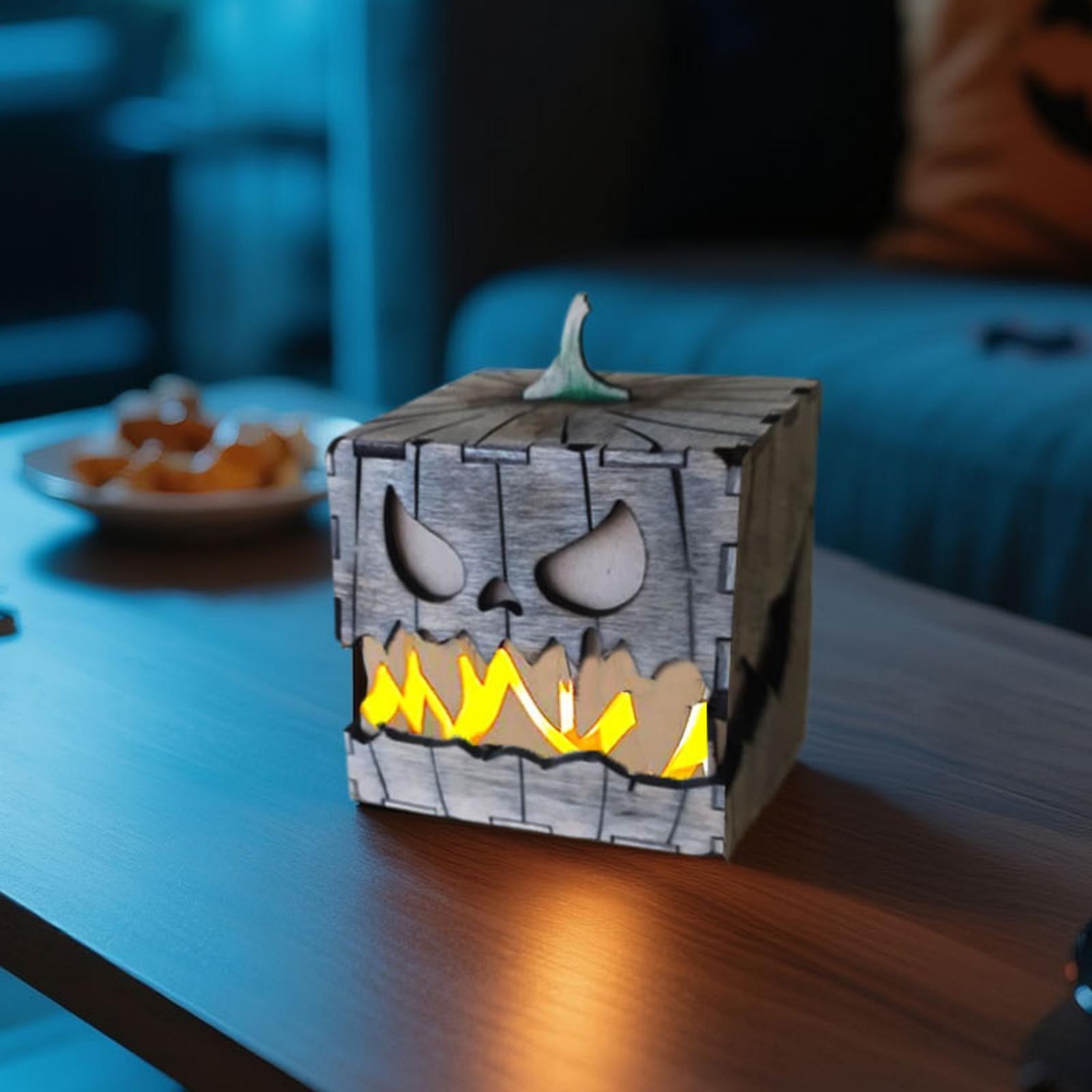 

Spooky Square With Face, Eerie Glow, And Design. Perfect For Halloween Decor Indoors Or Out! One Size белый