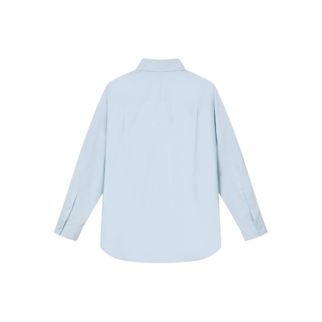 FILA Solid Woven Fashion Casual Long Sleeve Shirt Unisex shirts Bian-Blue F11U415401F-BU