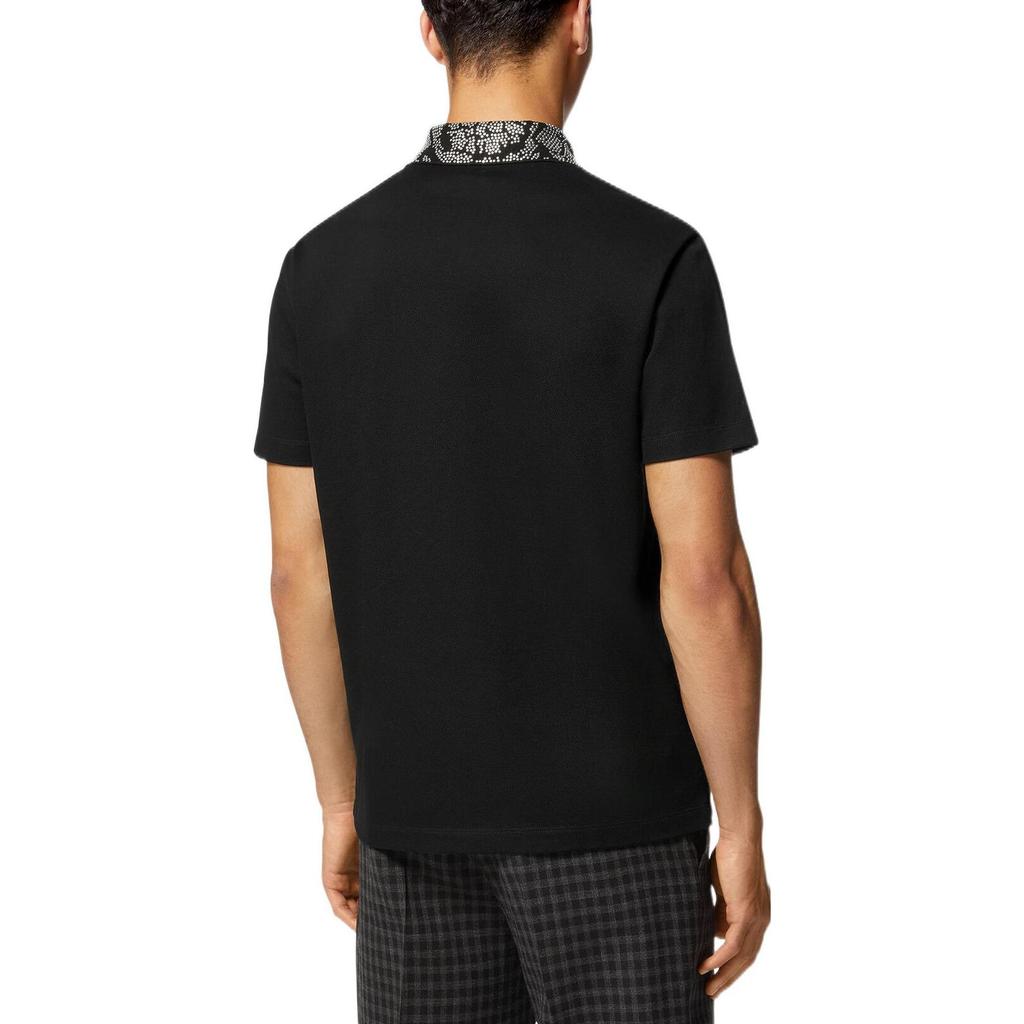 VERSACE Polo Shirts Men's Black Polo Collar Moderate Straight Fit 1008502-1A06080-1B000