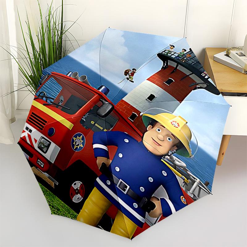 

Fireman Fire trucks Themed Travel Umbrella-8 Ribs Automatic Opening and Closing, Portable Folding Design, Compact and Stylish Umbrella Suita