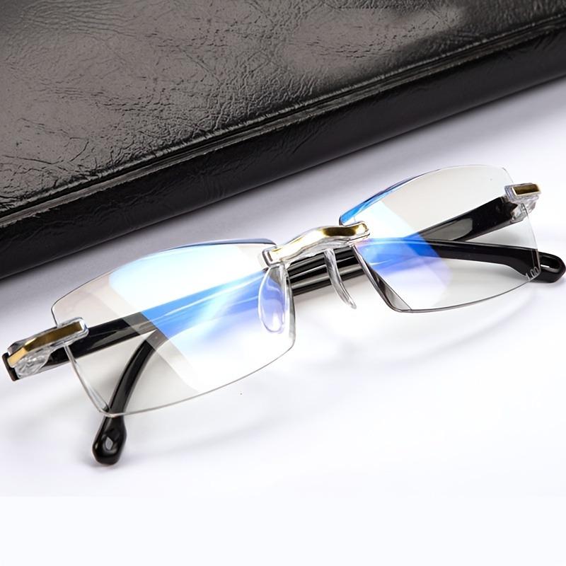 2 Pairs of Fashionable Frameless Anti Blue Light Reading Glasses Suitable for Both Men and Women
