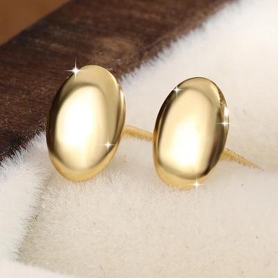 Exquisite Geometric Oval Light Gold S925 Sterling Silver Stud Earrings for Women