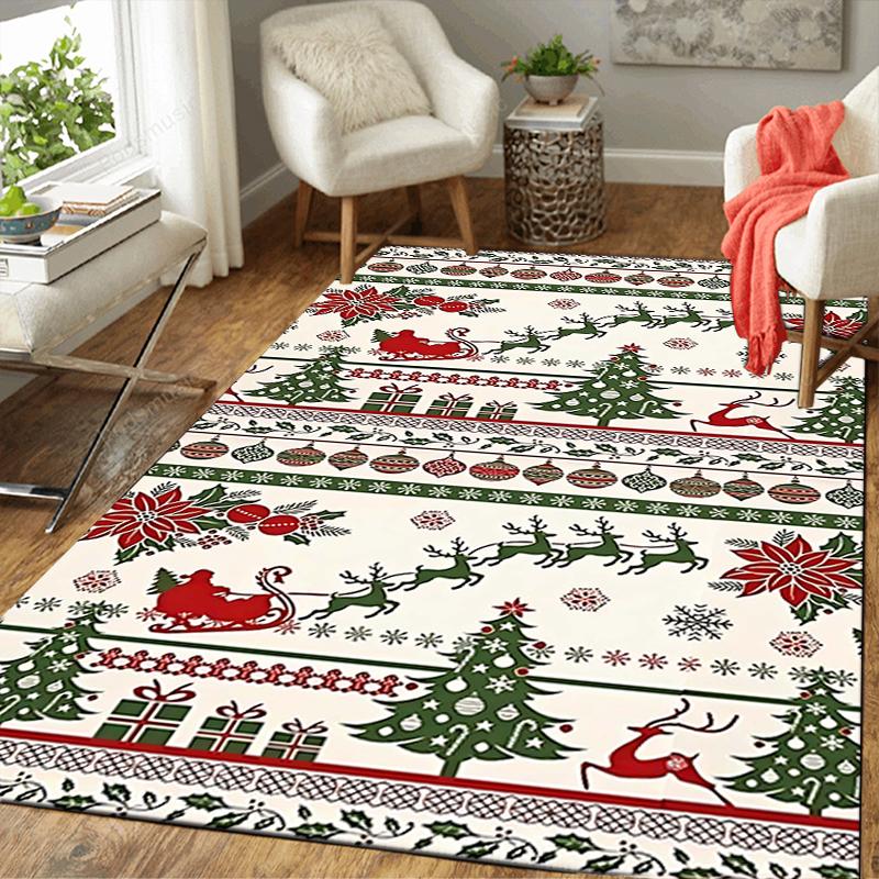 1Pc Christmas Candy Canes Rug Office Carpet Indoor Outdoor Doormat Nonslip Soft And Comfortable Living Room Christmas Halloween Gift D9186