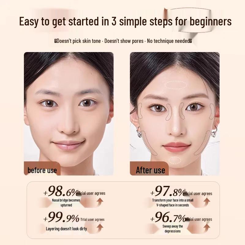 GECOMO 3-Color Face Contouring & Highlighter Palette