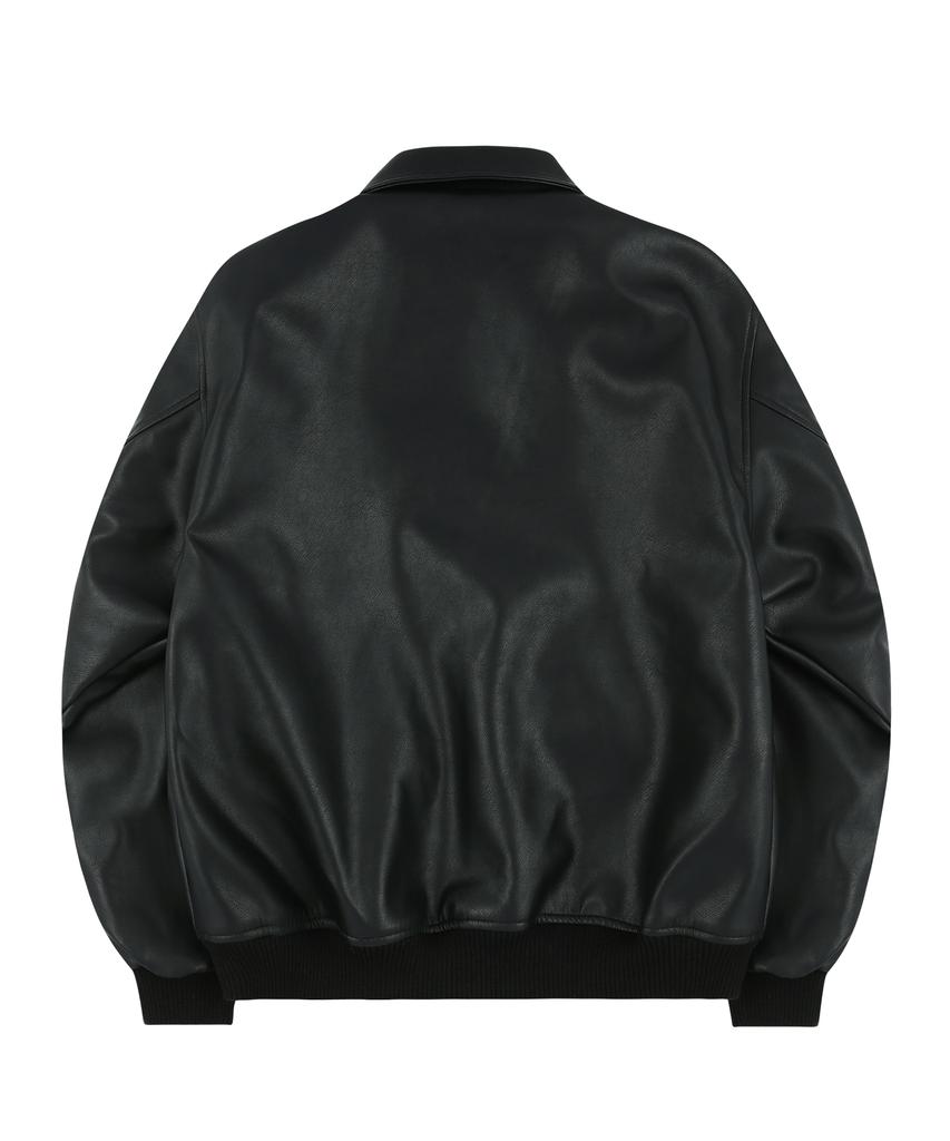 Raw Lab Raw Leather Varsity Jacket (Black)
