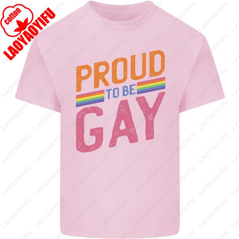 

LGBT Pride Awareness Proud To Be Gay Mens Cotton TShirt Homosexuality Rainbow Tees Equality Freedom and Love Cool Trending Tops 4XL