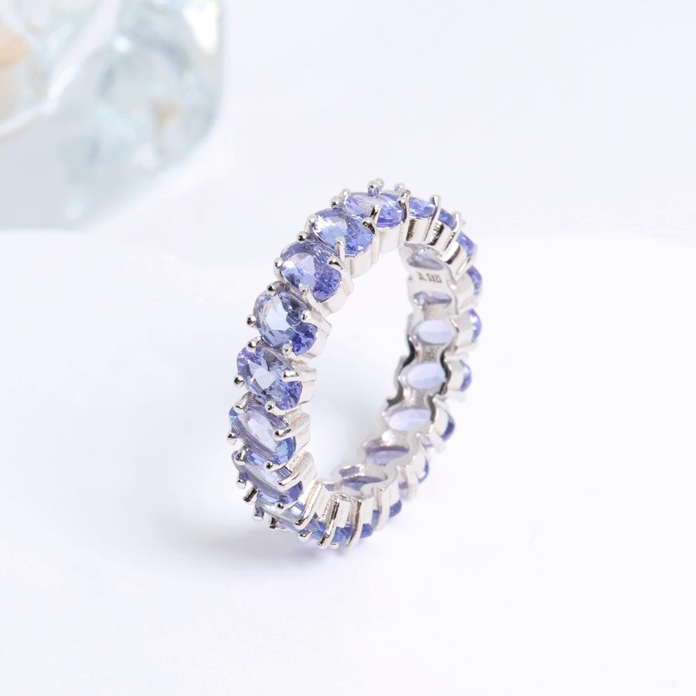 925 Sterling Silver Light Luxury Natural Tanzanite Gemstone Ring for Women Fine Jewelry Celebration & Party Engagement Gift