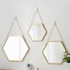 Iron Craft Wall-mounted Mirror Hexagon Shape Hanging Cosmetic Mirror  Bedroom