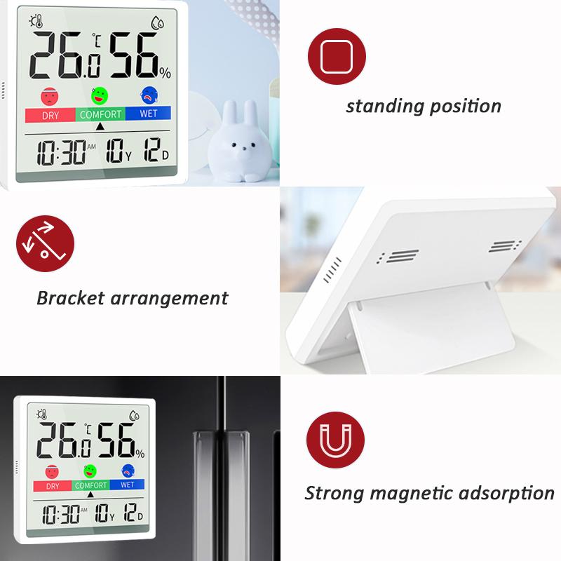 Digital hygrometer Digital hygrometer, Inomhustemperatur, Fuktighetsmätare, Sensor, Hygrometer, Väderstation, Stor LCD-skärm