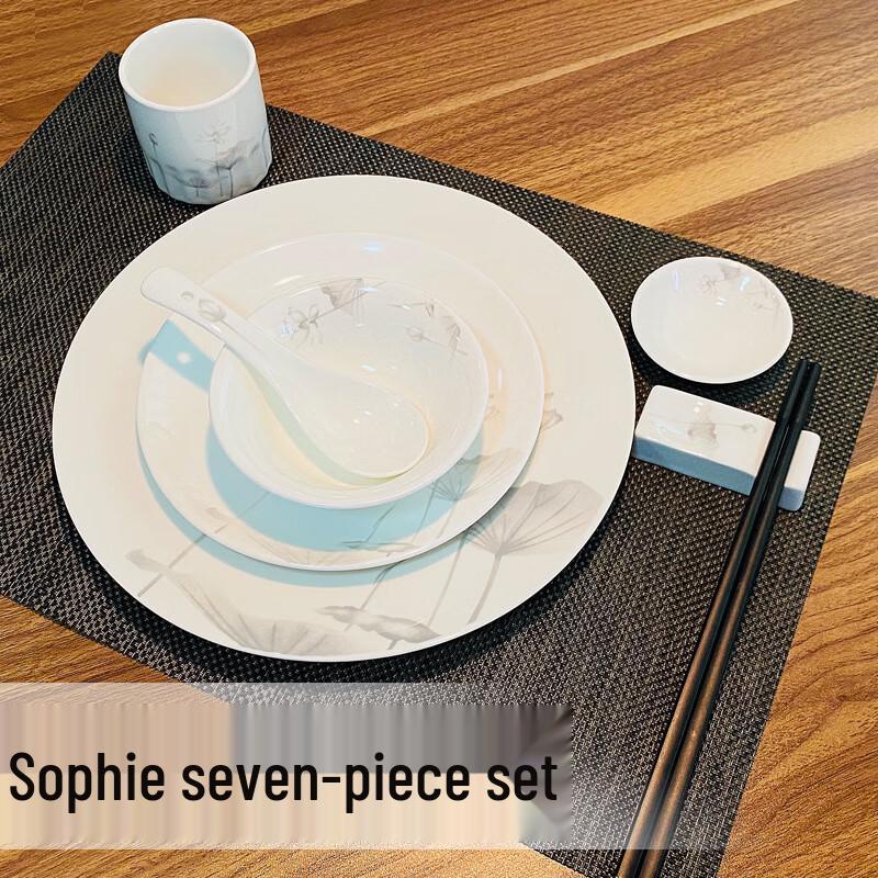 Chinese Ceramic Lotus Dining Set
