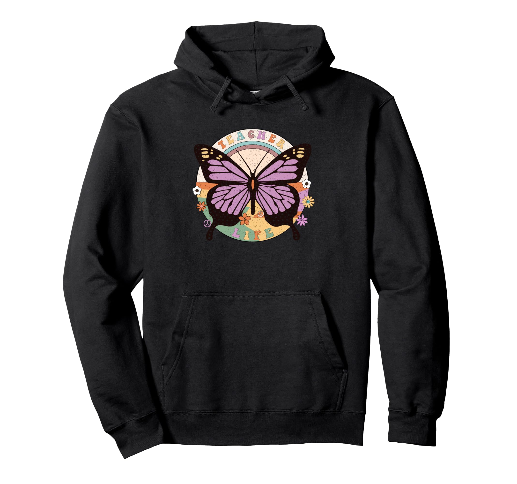 

Teacher Life Butterfly Retro Vibe Peaceful Harmony Hoodie чёрный
