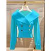 2026 Autumn/Winter French Chic White Lapel Knitwear: Women's Elegant, Waist-Cinched Slimming Sweater.