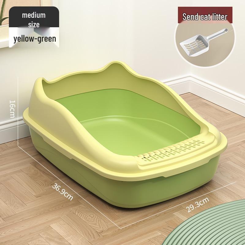 Extra Large Semi-Enclosed Cat Litter Box with Sand Control for Kittens Includes Random Color Cat Shovel
