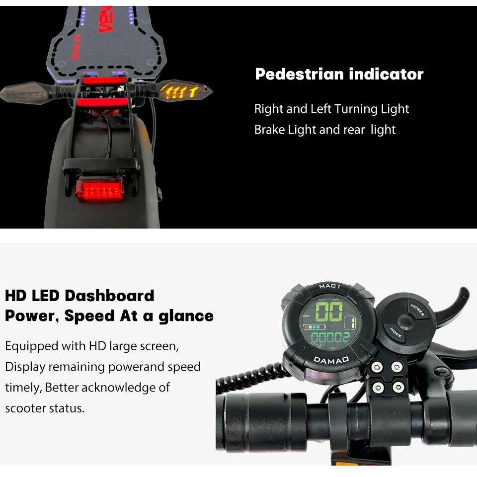 Scooter Scooter X6 de mare putere Off-road, cu două roți, 2400w, Scooter electric pliat, 48v, motor dublu, suspensie cu arc dublu