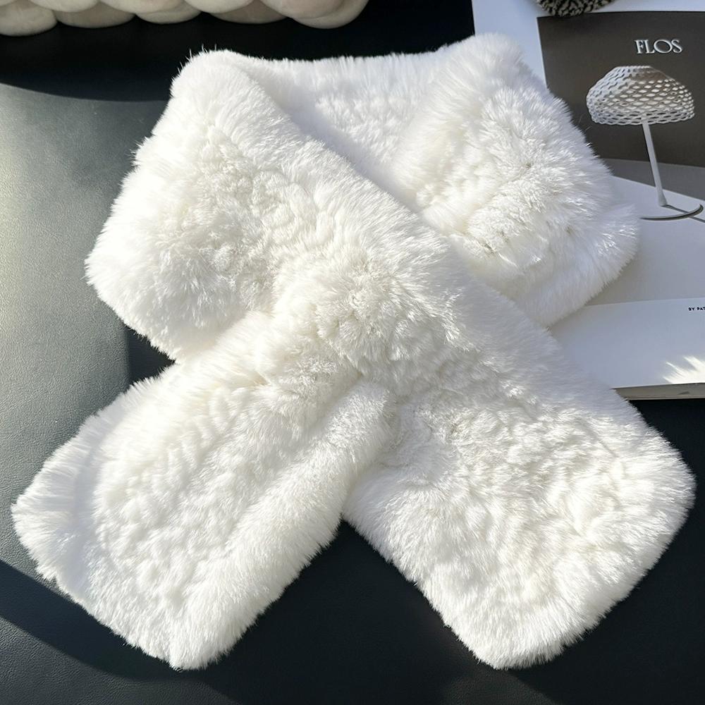 Winter Real Rex Rabbit Fur Scarf Korean Version Simple Long Scarf Warm Double-sided Thickened Fur Collar