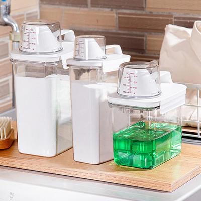 Laundry Detergent Powder Storage Box High Capacity Transparent Plastic Jar Snack Container Detergent Case With Lid Measuring Cup