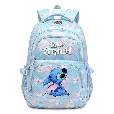 Teen Girl Student Schoolbag with Stitch Pattern Printed Backpack, Children's Large-capacity Schoolbag, Cute Cartoon