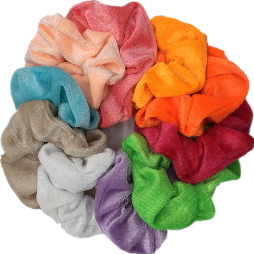 10pc Women Hair Scrunchies Velvet Solid Color Band for Girls Ponytail Holder Rubber Bands Ties Accessories Headbands Gumki