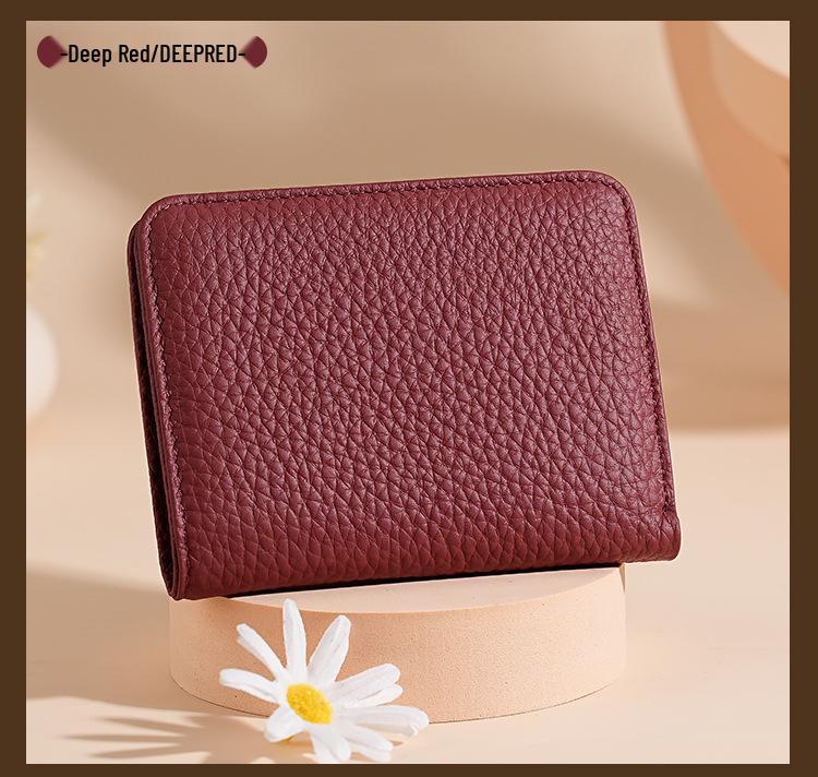 Genuine Leather RFID Women's Mini Wallet with Card Holder, Zipper Coin Pocket