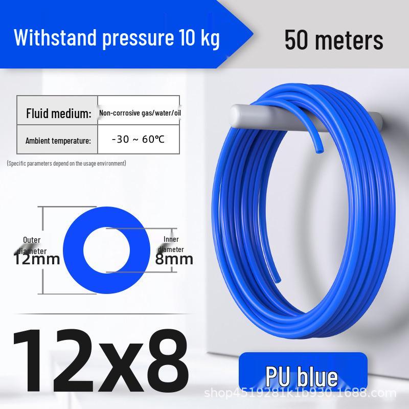 Zhuo Ji 8mm High-Pressure Transparent PU Air Hose for Air Compressors (Sizes: 4/6/10/12/14/16)