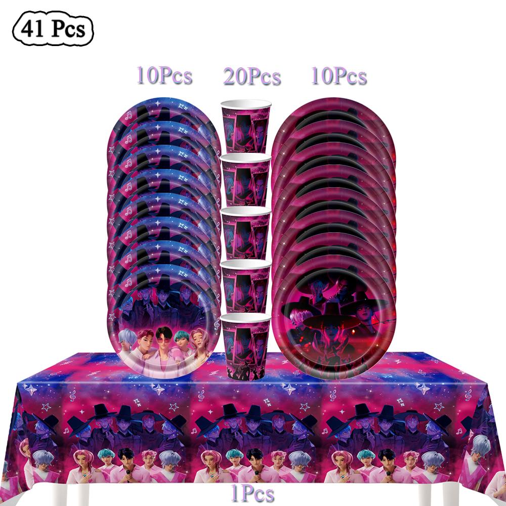 Idol Boy Kpops Demoni Vânător Petrecere de Ziua Decor Veselă De Unică Folosință Față de Masă Pahar Farfurie Balon Petrecere Baby Shower Consumabile