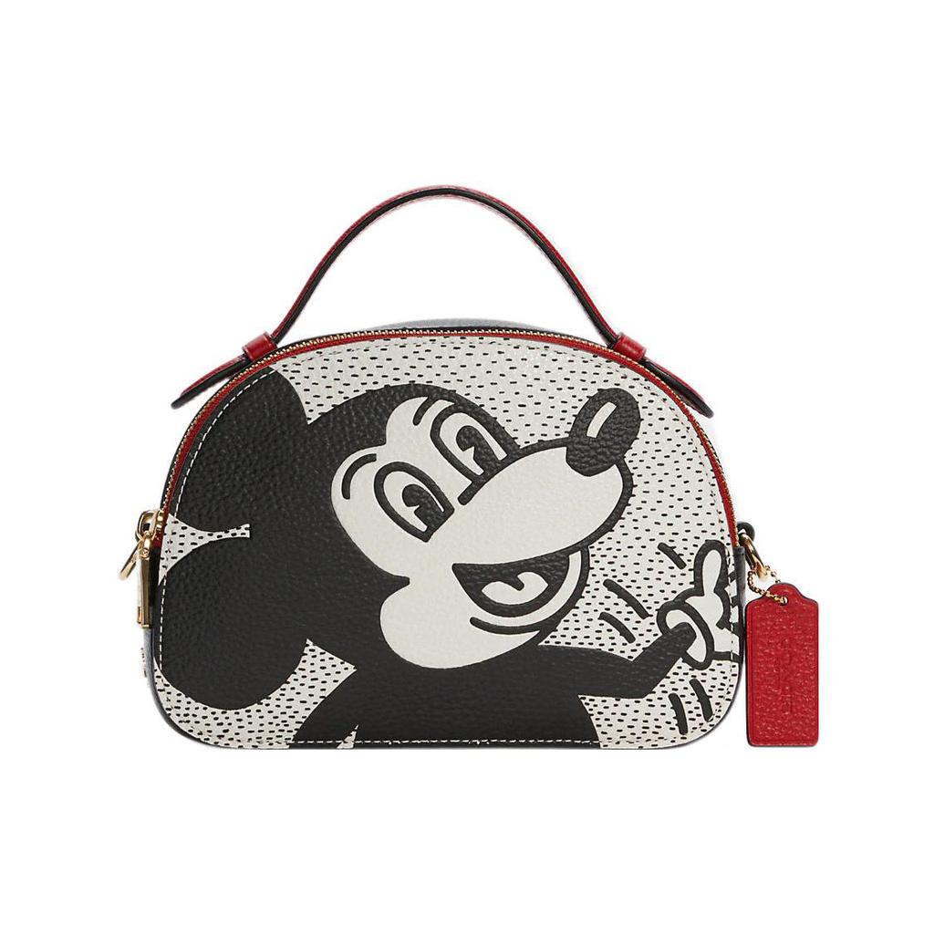 New COACH Disney Collaboration Serena Pebbled Leather Handbag, Shoulder Bag, Crossbody Bag Small Women's Black & White C7234-IMCAH
