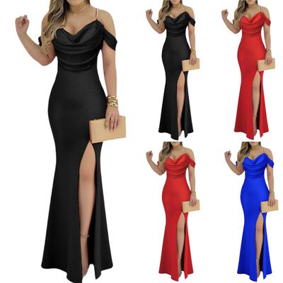 Damen Modisches Abendkleid: Trägerlos, Schlitz, Figurbetonte Taille, Bodycon-Kleid